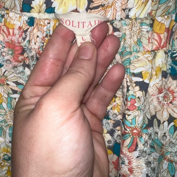 Solitaire Floral Eyelet Cut Work Flounce Hem Cottagecore Mini Skirt - Picture 5 of 5